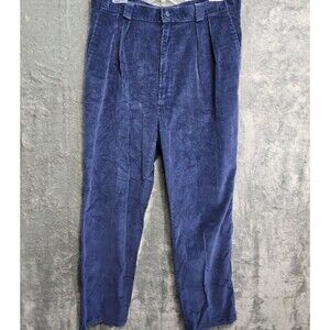 Lands' End Men's Pleated Front Corduroy Pants Navy 34x31